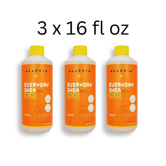 3 x EveryDay Shea BUBBLE BATH - Unscented Alaffia NEW 16 Oz - Picture 1 of 1